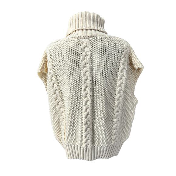 Callahan Knitwear Turtle Neck Cable Knit Sweater L Ivory Oversized Cozy Pullover - Picture 4 of 6